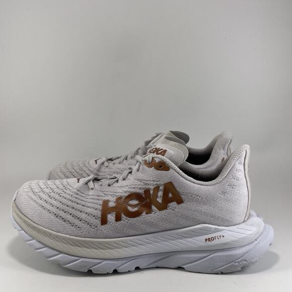 Hoka One One Mach 5 Running Shoes Womens Size 7.5 B White Gold Athletic Sneakers - Picture 3 of 9